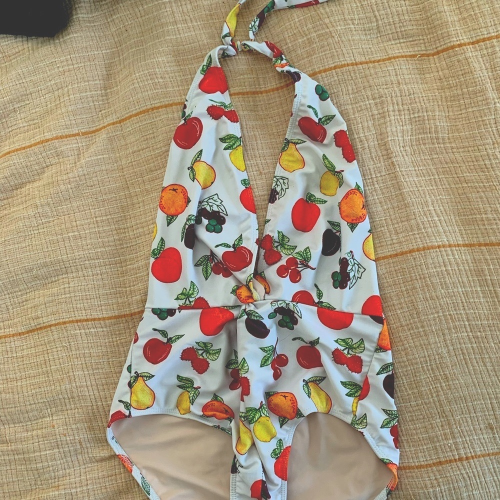 Vintage Fruit Pattern One-Piece Bathing Suit